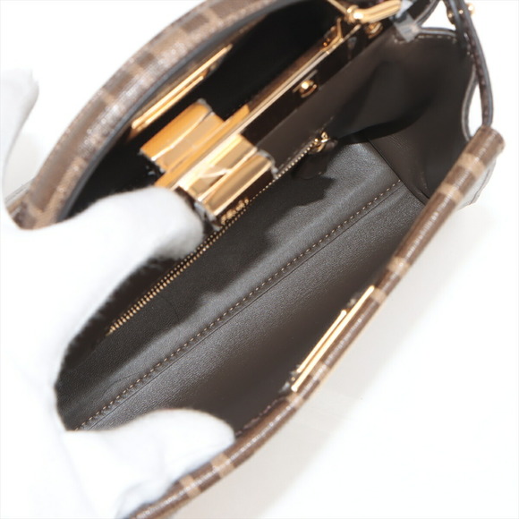 Fendi Mini Peekaboo Zucca Leather 2WAY Handbag Brown - Picture 8 of 10